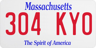 MA license plate 304KY0