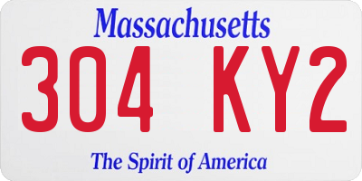 MA license plate 304KY2