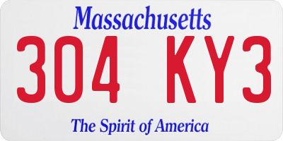 MA license plate 304KY3