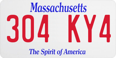 MA license plate 304KY4