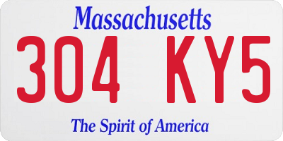 MA license plate 304KY5