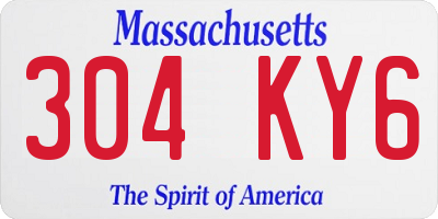 MA license plate 304KY6