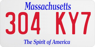 MA license plate 304KY7
