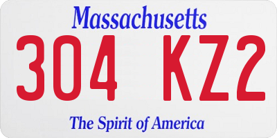 MA license plate 304KZ2