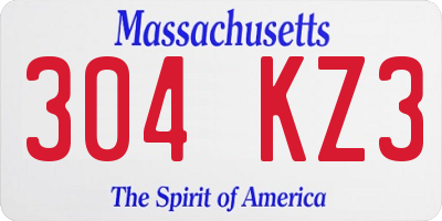 MA license plate 304KZ3