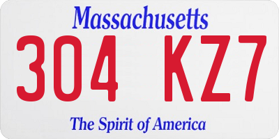 MA license plate 304KZ7