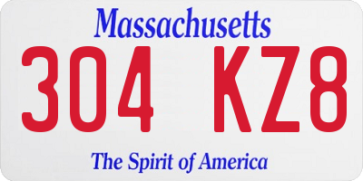 MA license plate 304KZ8