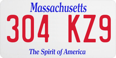 MA license plate 304KZ9