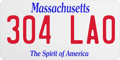 MA license plate 304LA0