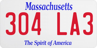 MA license plate 304LA3
