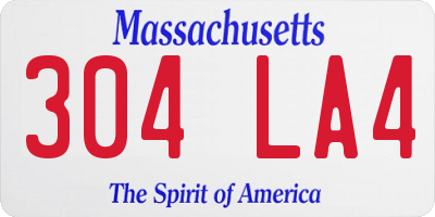 MA license plate 304LA4