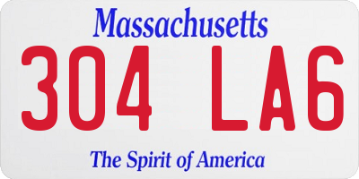 MA license plate 304LA6