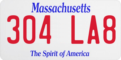 MA license plate 304LA8