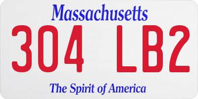 MA license plate 304LB2
