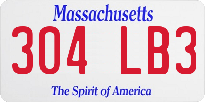 MA license plate 304LB3
