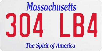 MA license plate 304LB4