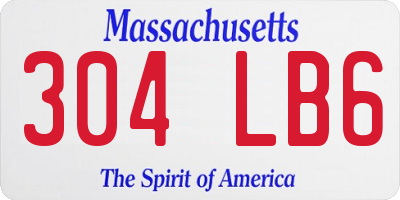 MA license plate 304LB6