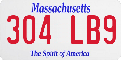 MA license plate 304LB9