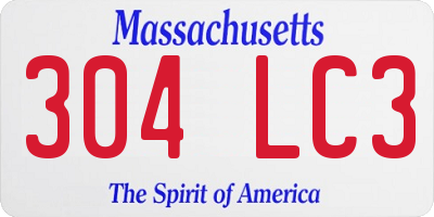 MA license plate 304LC3