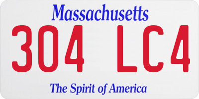 MA license plate 304LC4