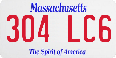 MA license plate 304LC6