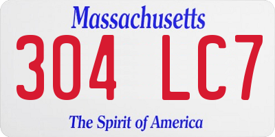 MA license plate 304LC7