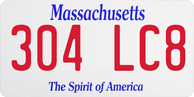 MA license plate 304LC8