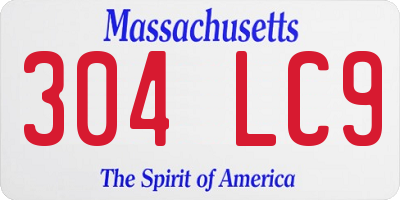 MA license plate 304LC9