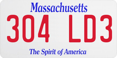 MA license plate 304LD3