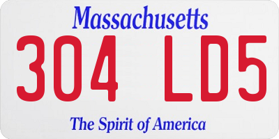 MA license plate 304LD5