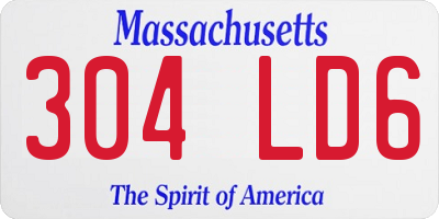 MA license plate 304LD6