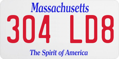 MA license plate 304LD8