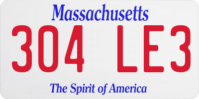 MA license plate 304LE3