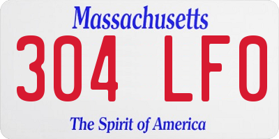 MA license plate 304LF0