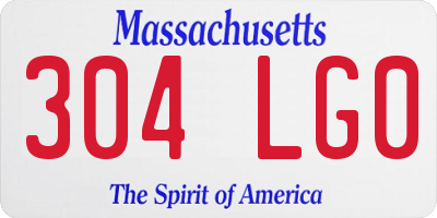 MA license plate 304LG0