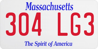 MA license plate 304LG3
