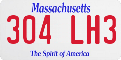 MA license plate 304LH3