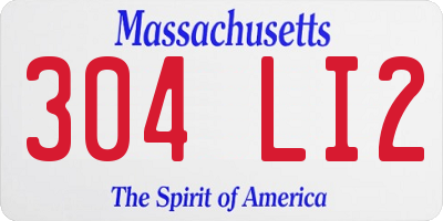 MA license plate 304LI2