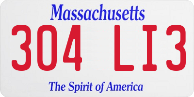 MA license plate 304LI3