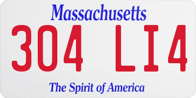 MA license plate 304LI4
