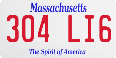 MA license plate 304LI6