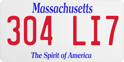 MA license plate 304LI7