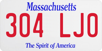 MA license plate 304LJ0