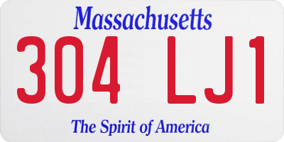 MA license plate 304LJ1