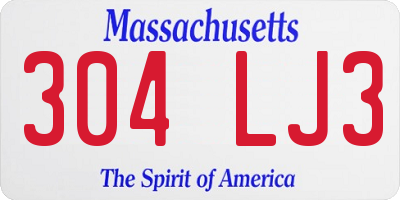 MA license plate 304LJ3