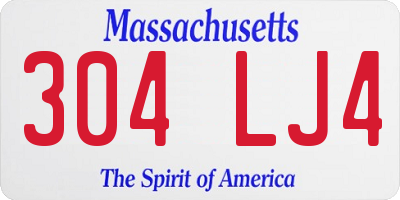 MA license plate 304LJ4