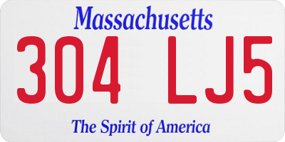 MA license plate 304LJ5