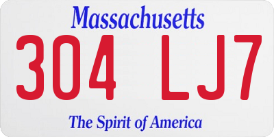 MA license plate 304LJ7