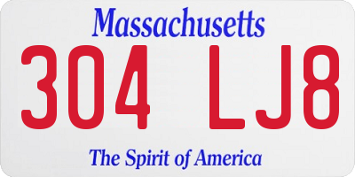 MA license plate 304LJ8
