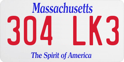 MA license plate 304LK3